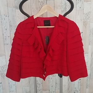 Red Ruffled Blazer